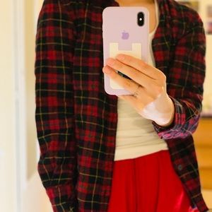 Red button down shirt